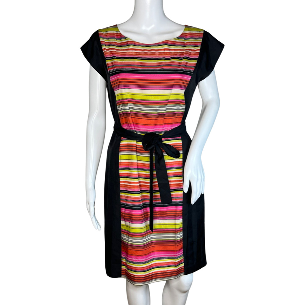Banana Republic Dress Womens 6 Black Multi‎ Striped Panel Dress Sheath Colorful